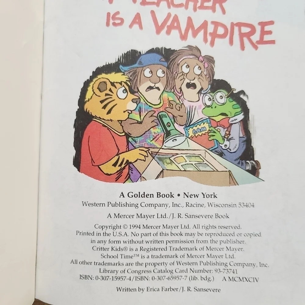 Vintage 1994 My Teacher is a Vampire LC + the Critter Kids Halloween Book